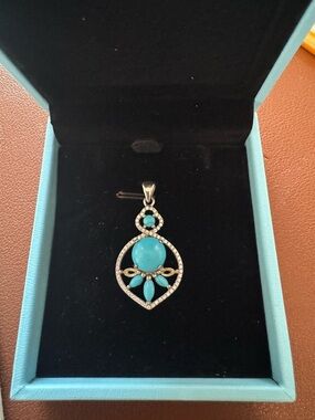 Sterling Silver (925) and Turquiose Blue Statement Pendant